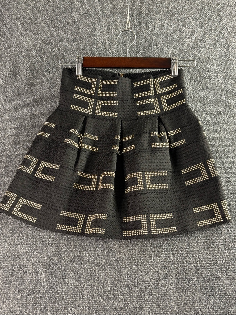 Solution Textured Black Circle Skirt
